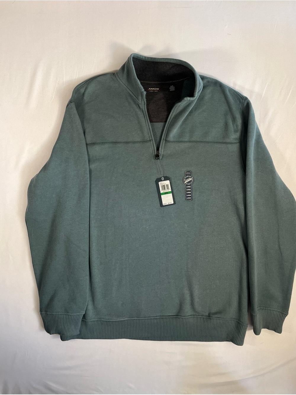 Arrow Men's Quarter-Zip Fleece in Slate Green Large 0022